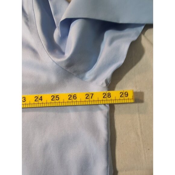 Proper Cloth Men's Non-Iron Stretch Blue Gingham Twill Dress Shirt 19 x 36 - Picture 6 of 7